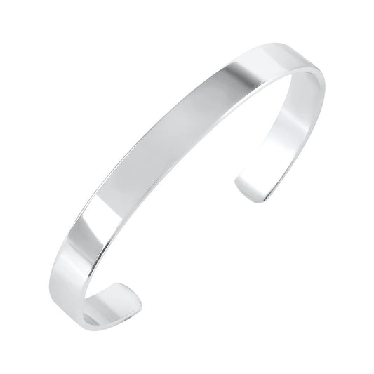 Enigma Sleek Silver Open Cuff Bracelet