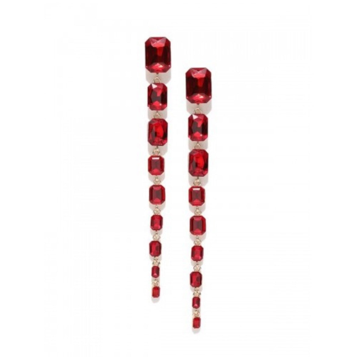 Gala Red Stone Dangler Long Earrings