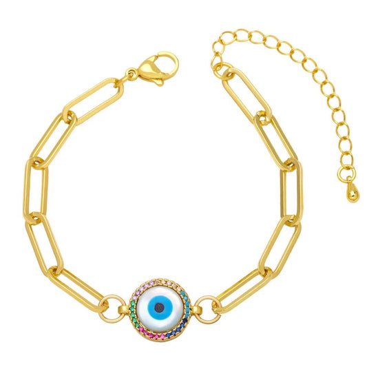 Encircled Links Evil Eye Bracelet