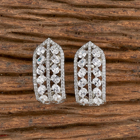 Salacia & White Tone Half Hoop CZ Earrings