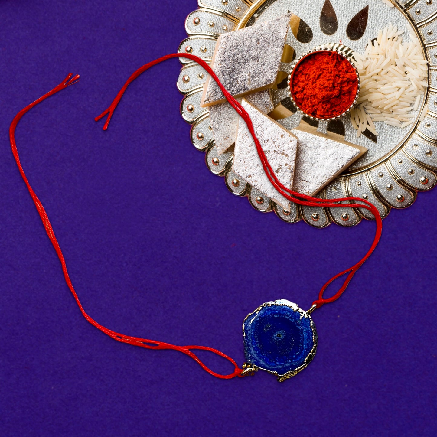 Blue Agate Handmade Rakhi