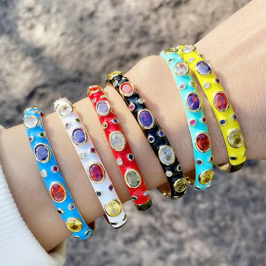 Candy Drops Enamel and Stone Cuff Bracelets