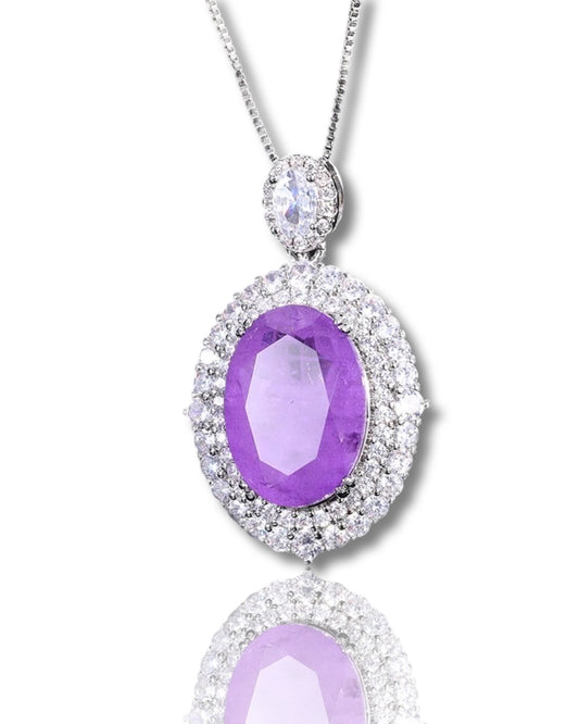 Candy Drop Purple Sapphire & Cubic Zirconia Pendant Chain Necklace