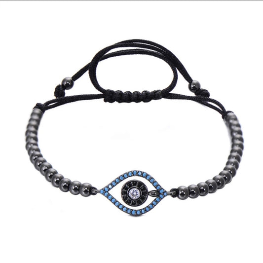 Evil Eye Sanctum Adjustable Pewter Bead Bracelet