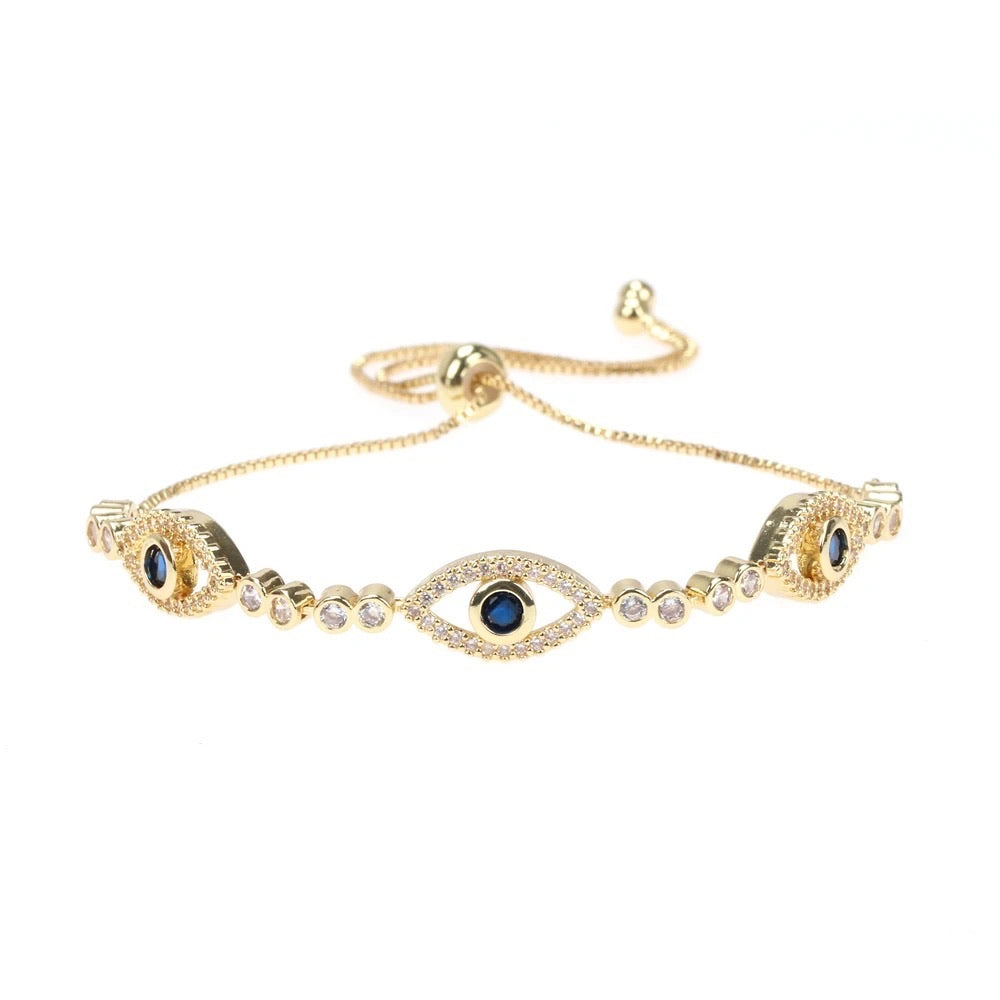 Luxor Blue Stone Adjustable Evil Eye Bracelet